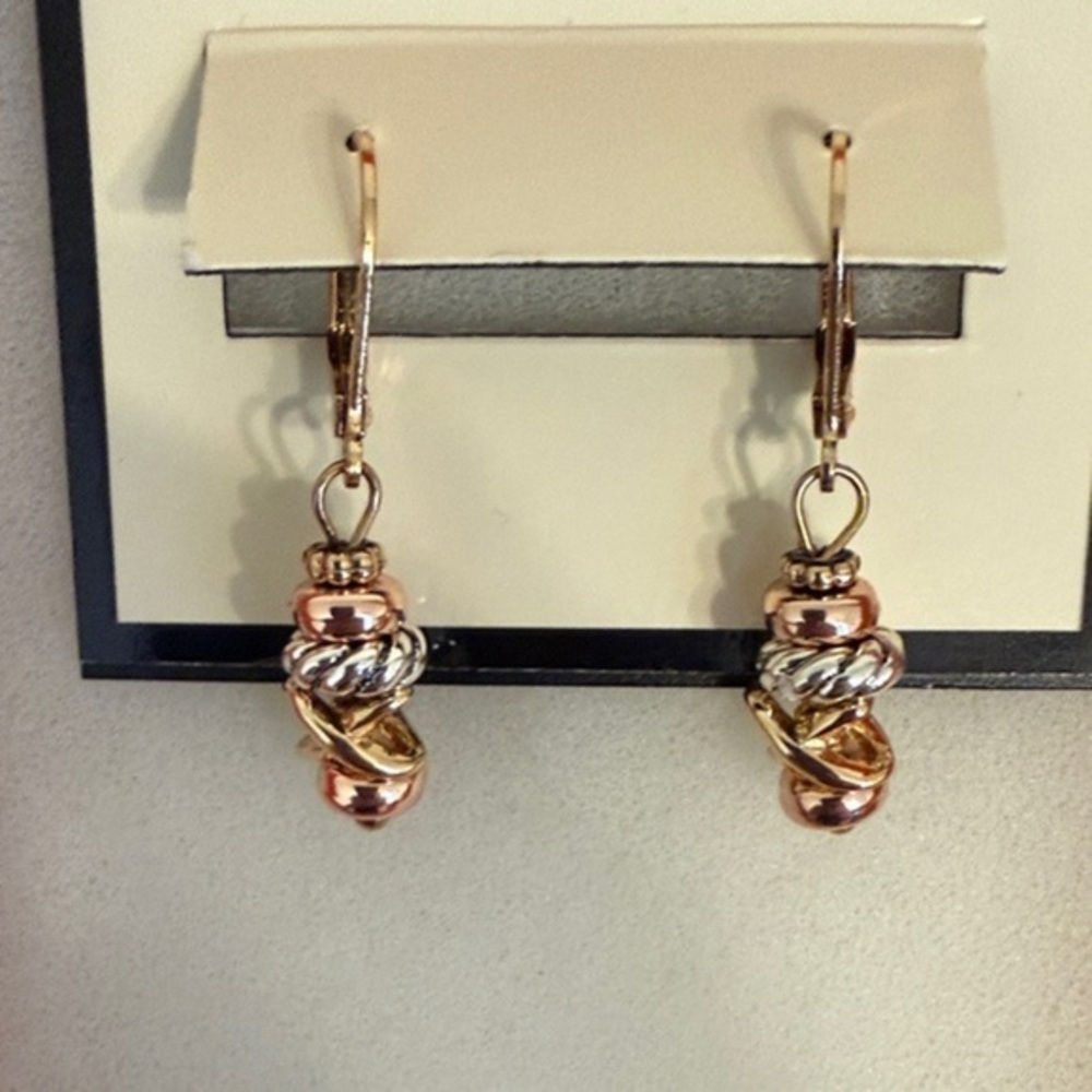 Napier 3 Tones Gold and Silver Tone Earrings